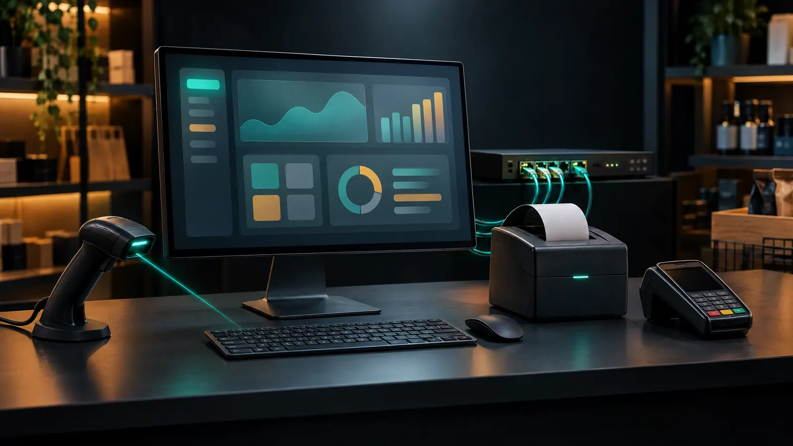 نرمافزار تحت ویندوز فروشگاهی با بارکدخوان، چاپگر فیش و کارتخوان روی شبکهی داخلی